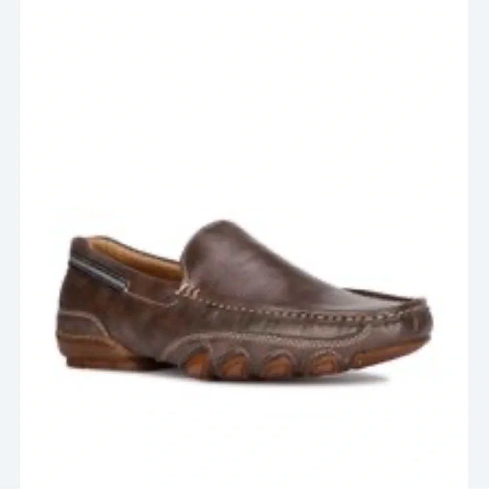 Men’s Aldo Dark Brown Leather Slip-On Loafers - Picture 1 of 11